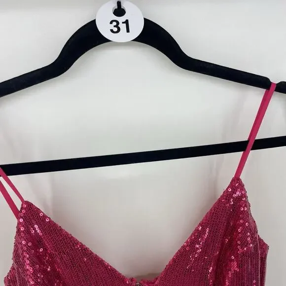 LULUS‎ Size S Glisten Up Sequin Mini Dress Hot Pink Bodycon Cocktail Party bling - Picture 11 of 11